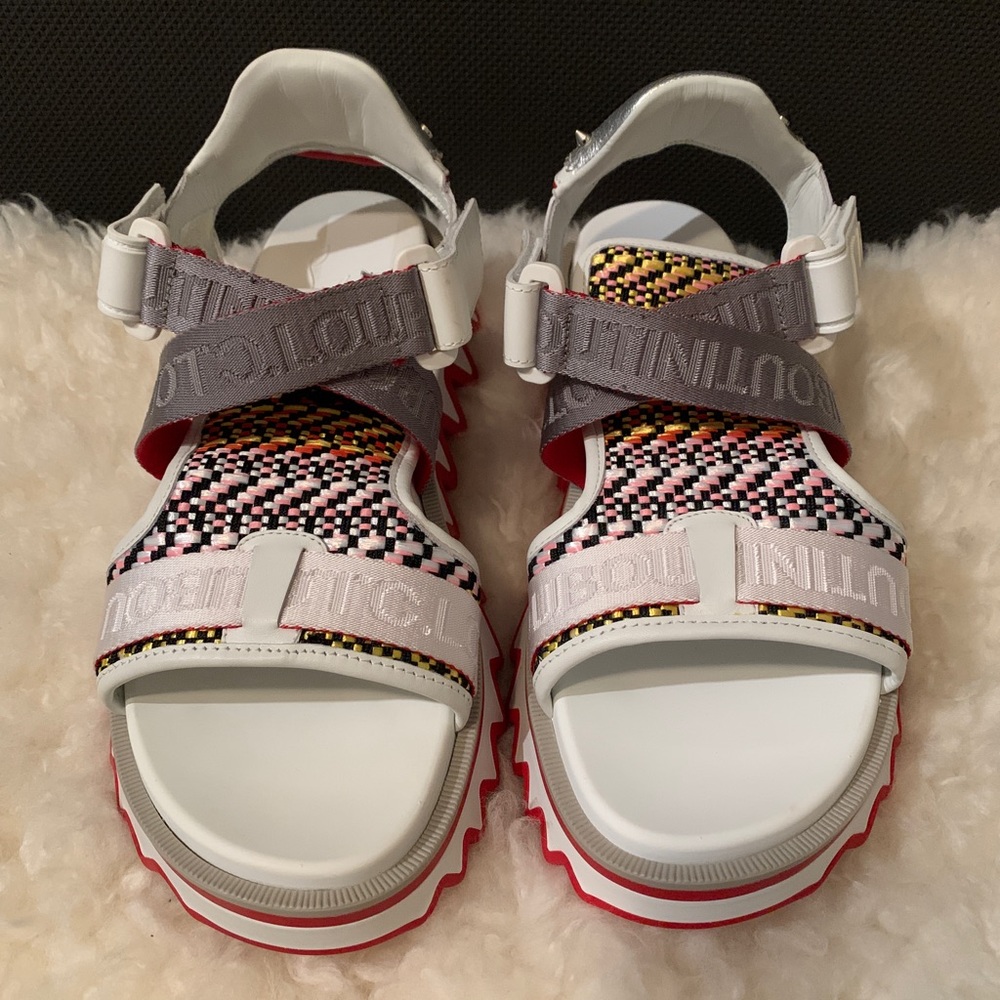 New Authentic Christian Louboutin Summer Loubishark Flat Mens Leather Sandals 44 - Picture 5 of 7